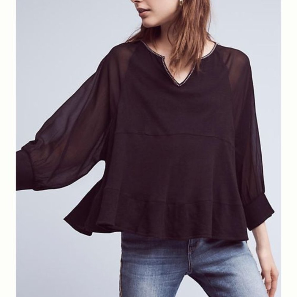 NWT Anthropologie Akemi + Kin Fenn Dolman Blouse Black Size Small